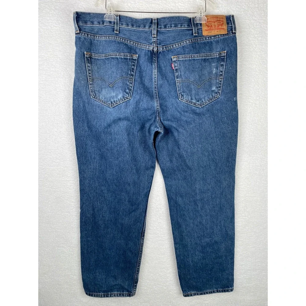 Levis 550 Relaxed Fit‎ Jeans Mens 40x30 Blue Medium Wash Denim Cotton Thrashed